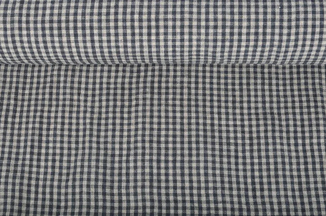 Checked Linen Pattern REMNANTS SALE! Checked Pure Linen Fabric, Grey Beige Tiny Gingham ...