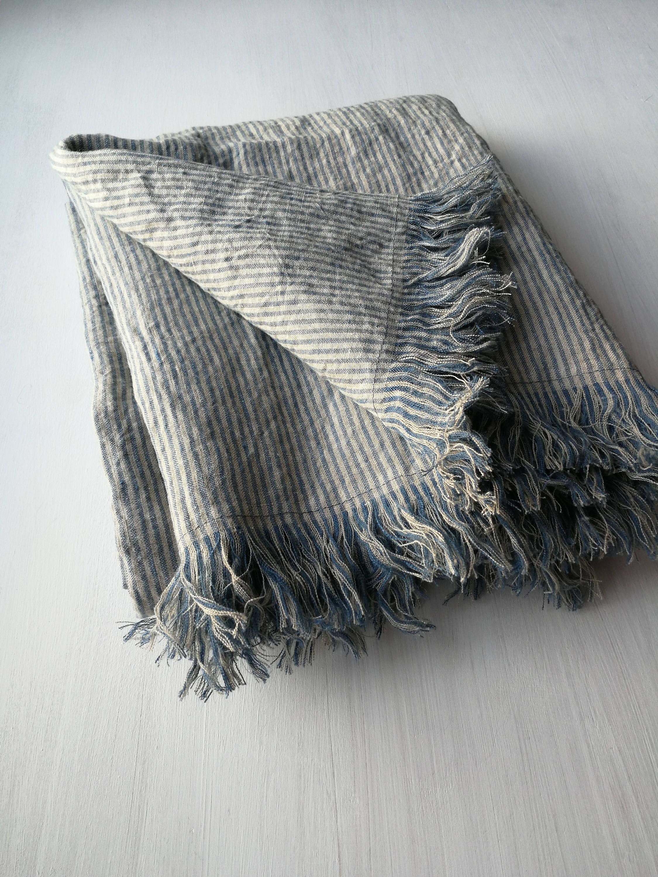 Linen Blanket Fringed Linen Blanket Linen Throw Flax Etsy