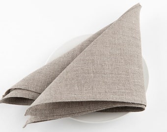 Pure linen napkins, set of simple DARKER BEIGE GRAY linen napkins, natural 100% linen cloth napkins, wedding dinner table decoration napkins