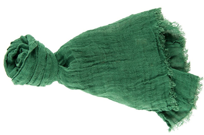 green linen scarf