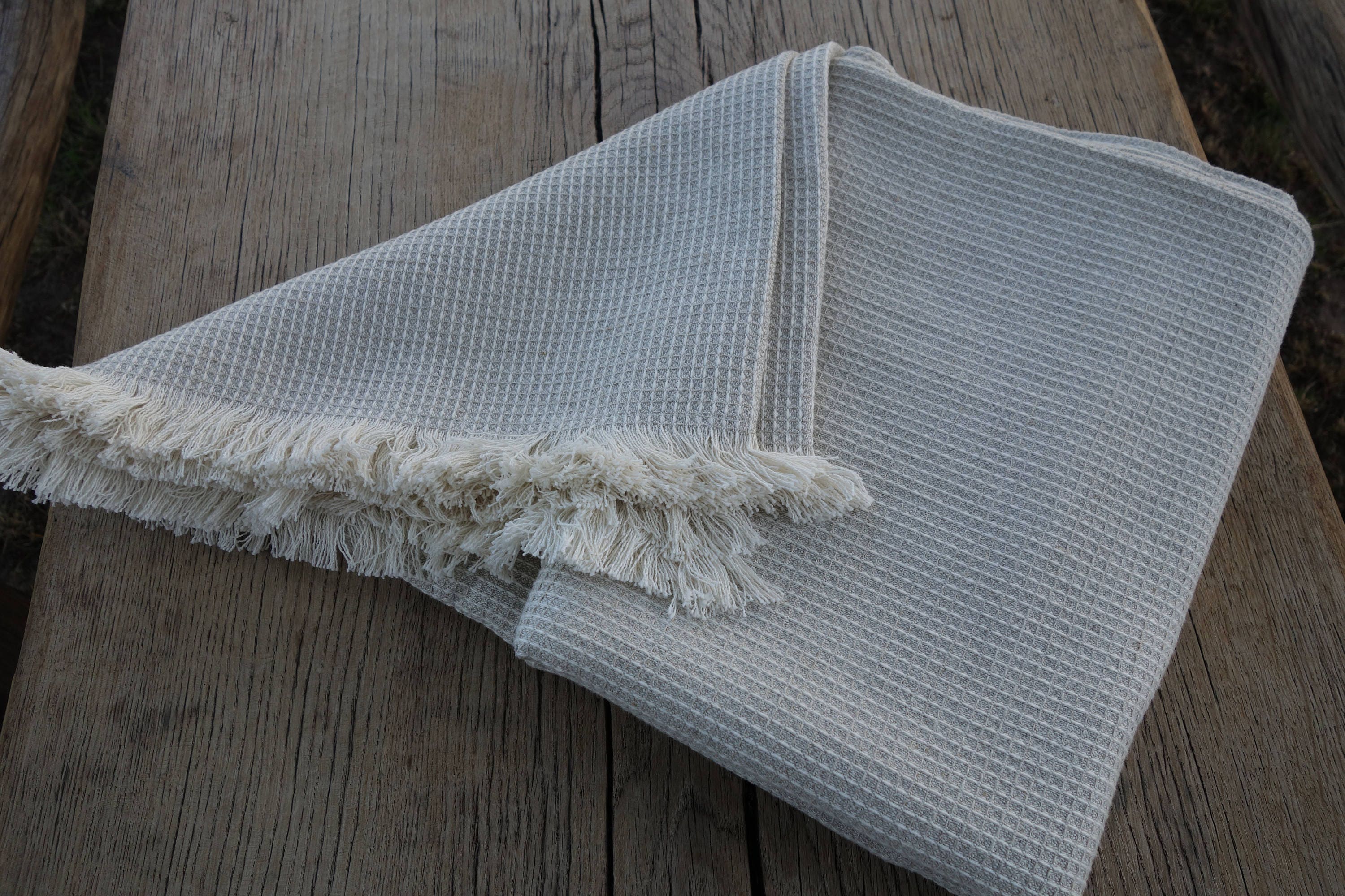 Linen Blanket Fringed Linen Blanket Linen Throw Beige White Etsy