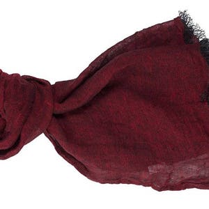 Dark burgundy linen scarf, pure linen shawl, women scarf, men scarf, light scarf, soft scarf, long linen scarf, shawl in a gift box, unisex