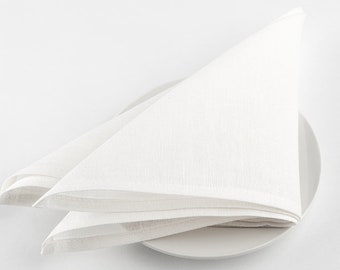 Pure linen napkins, set of simple WHITE linen napkins, natural 100% linen cloth napkins, wedding dinner table decoration, square napkins