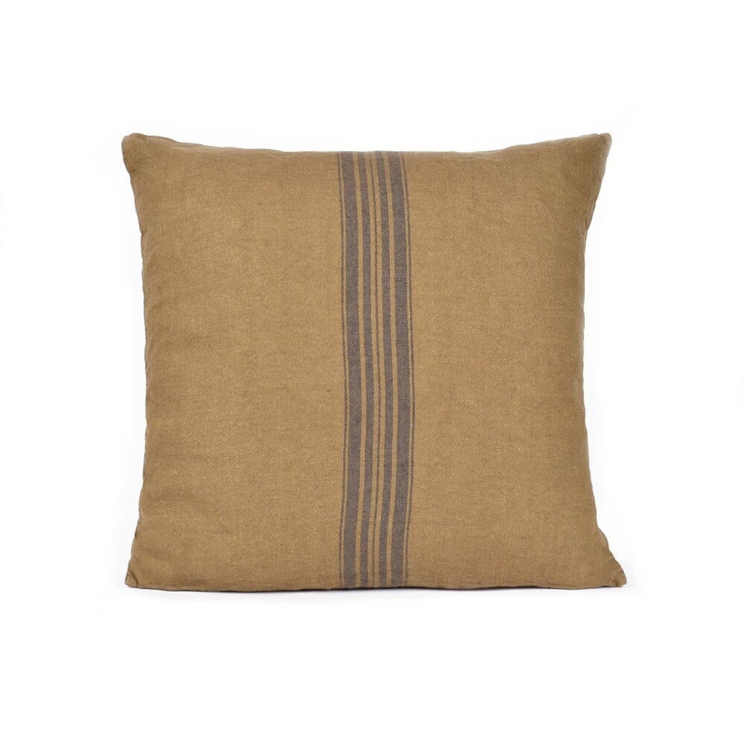 Linen Cushion Cover, Linen Pillow Cover, French Grain Sack With Blue