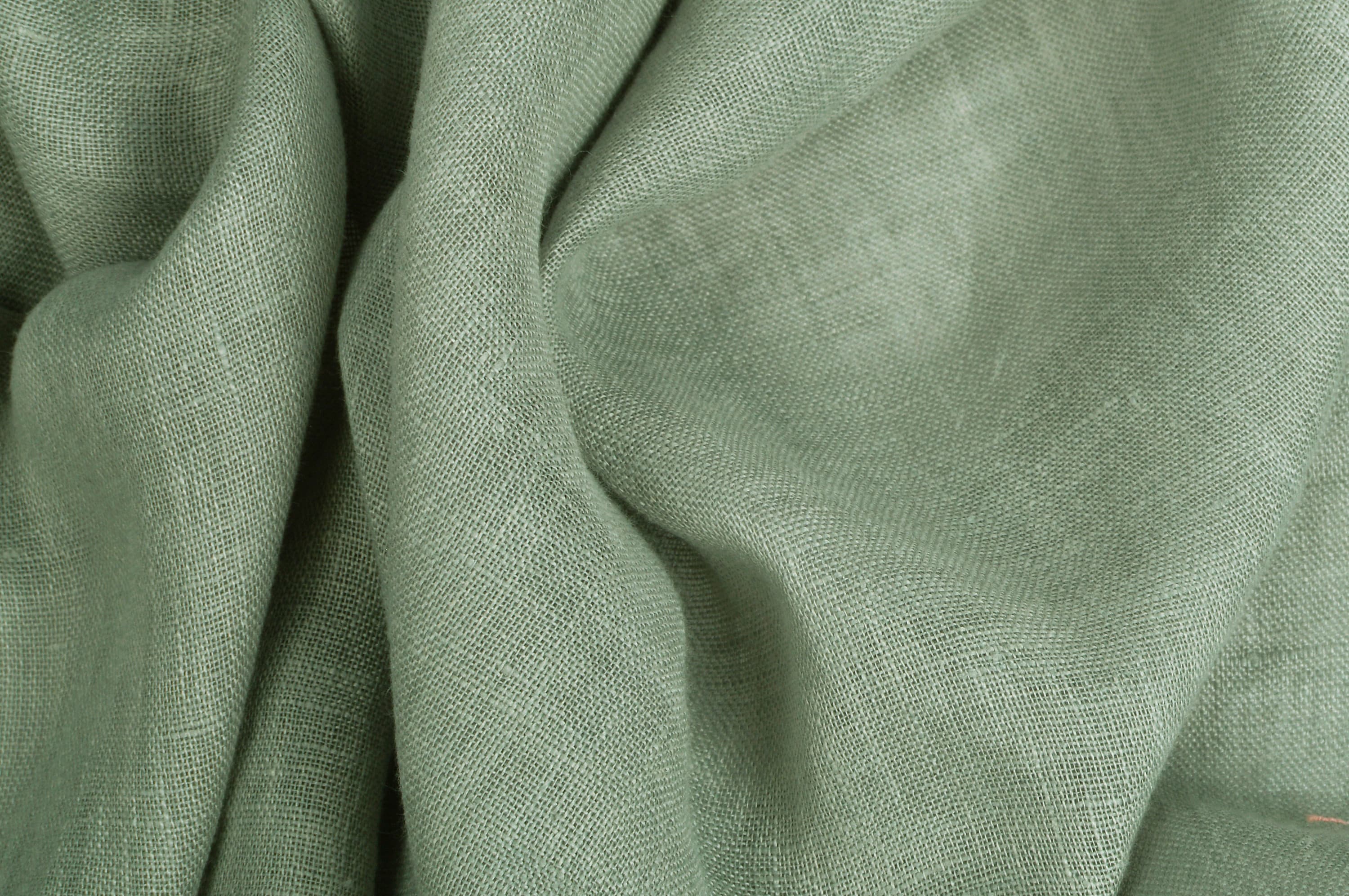 Softened thin linen fabric, 95 GSM, washed pure linen, pale green linen,  semi sheer linen. Linen fabric by the meter, linen by the yard