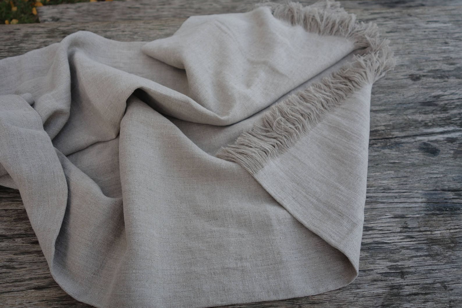 Linen Blanket Fringed Linen Blanket Linen Throw Natural Etsy