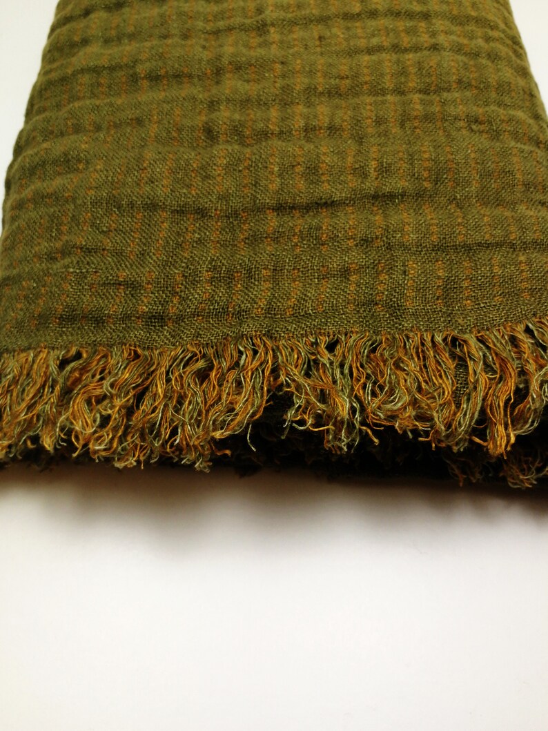 Double Sided Linen Blanket Fringed Blanket Linen Throw Flax Etsy