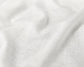 Softened white linen fabric, LIGHT WEIGHT thin white linen, 130 GSM, washed linen fabric by the meter, linen by the yard, linen for clothes