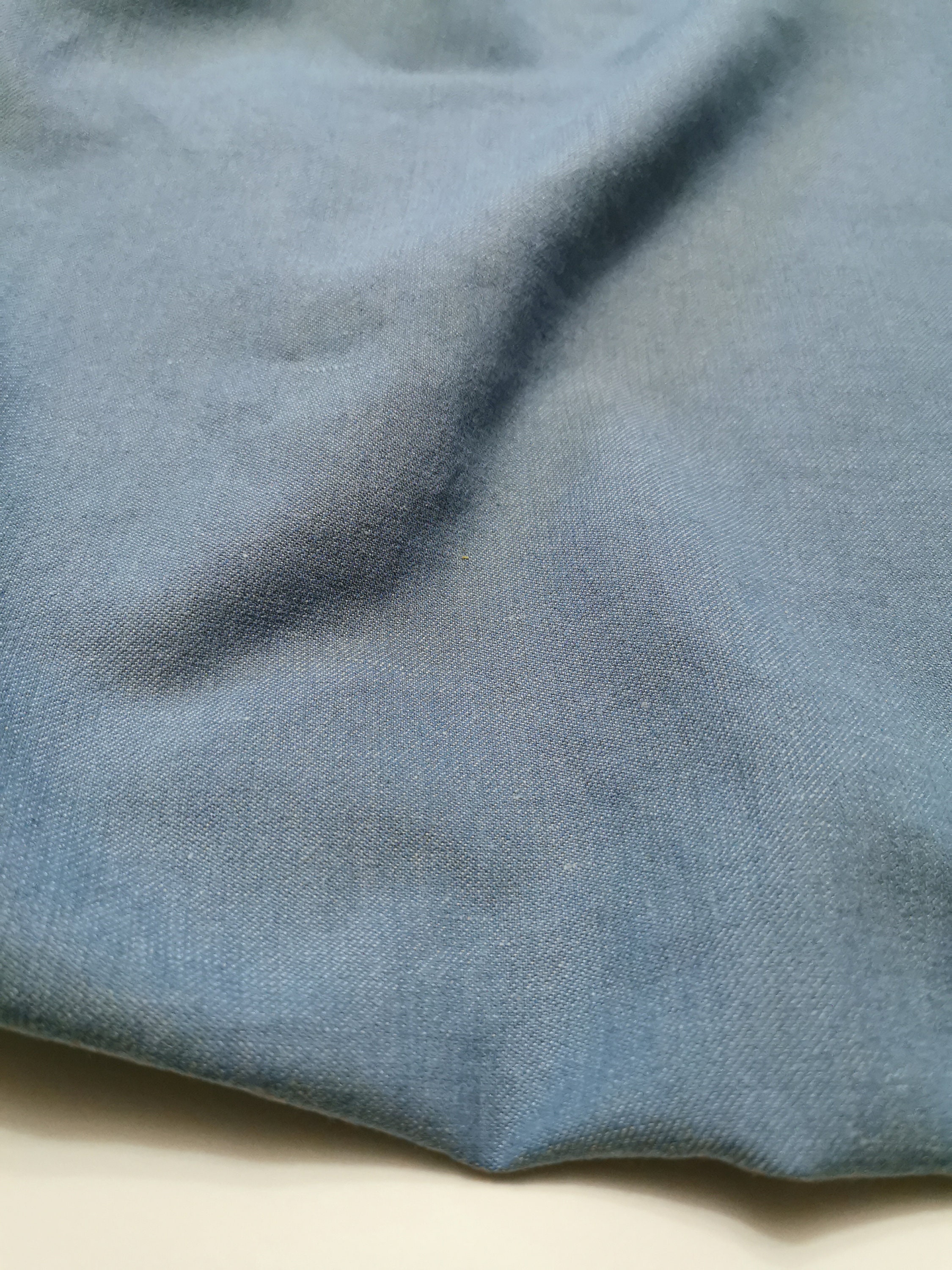 Softened linen cotton wool blend fabric medium weight sky | Etsy