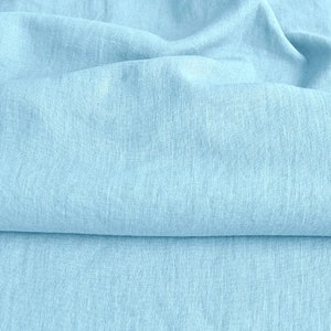 Linen fabric, washed linen, 190gsm, sky blue color. Linen fabric by the meters, linen by the yard