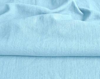 Linen fabric, washed linen, 190gsm, sky blue color. Linen fabric by the meters, linen by the yard
