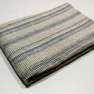 Pure linen towel, beige blue striped towel, soft waffle linen towel, Bath towel, Sauna towel, Bath Sheet, Beach Towel, Travel towel, Guest