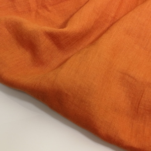 Tissu en lin, lin lavé, 190 g/m², couleur orange poudré, tissu en lin orange citrouille. Tissu en lin au mètre, lin par mètre