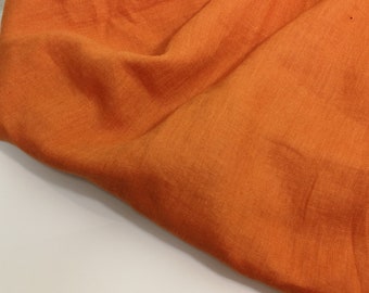 Linen fabric, washed linen, 190gsm, dusty orange color, pumpkin orange color linen fabric. Linen fabric by the meters, linen by the yard