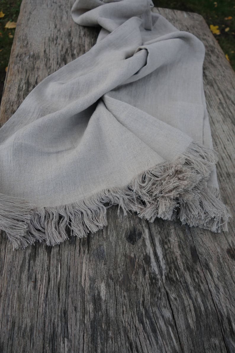 Linen Blanket Fringed Linen Blanket Linen Throw Natural Etsy