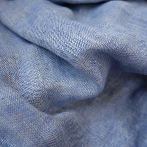 Softened pure linen fabric, double sided blue beige linen, washed organic flax linen fabric by the yard, linen fabric by the meter, 240 GSM