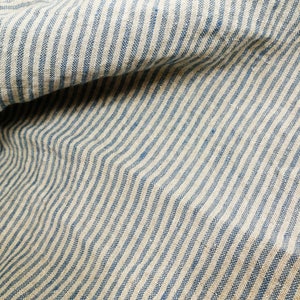 Softened Pure Linen Fabric Natural Blue Striped Linen Fabric - Etsy