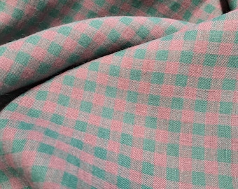 Karo reines Leinen, grün grau Vichy Karo Leinen, 195 g/qm, aufgeweichter gewaschener Leinen als Meterware