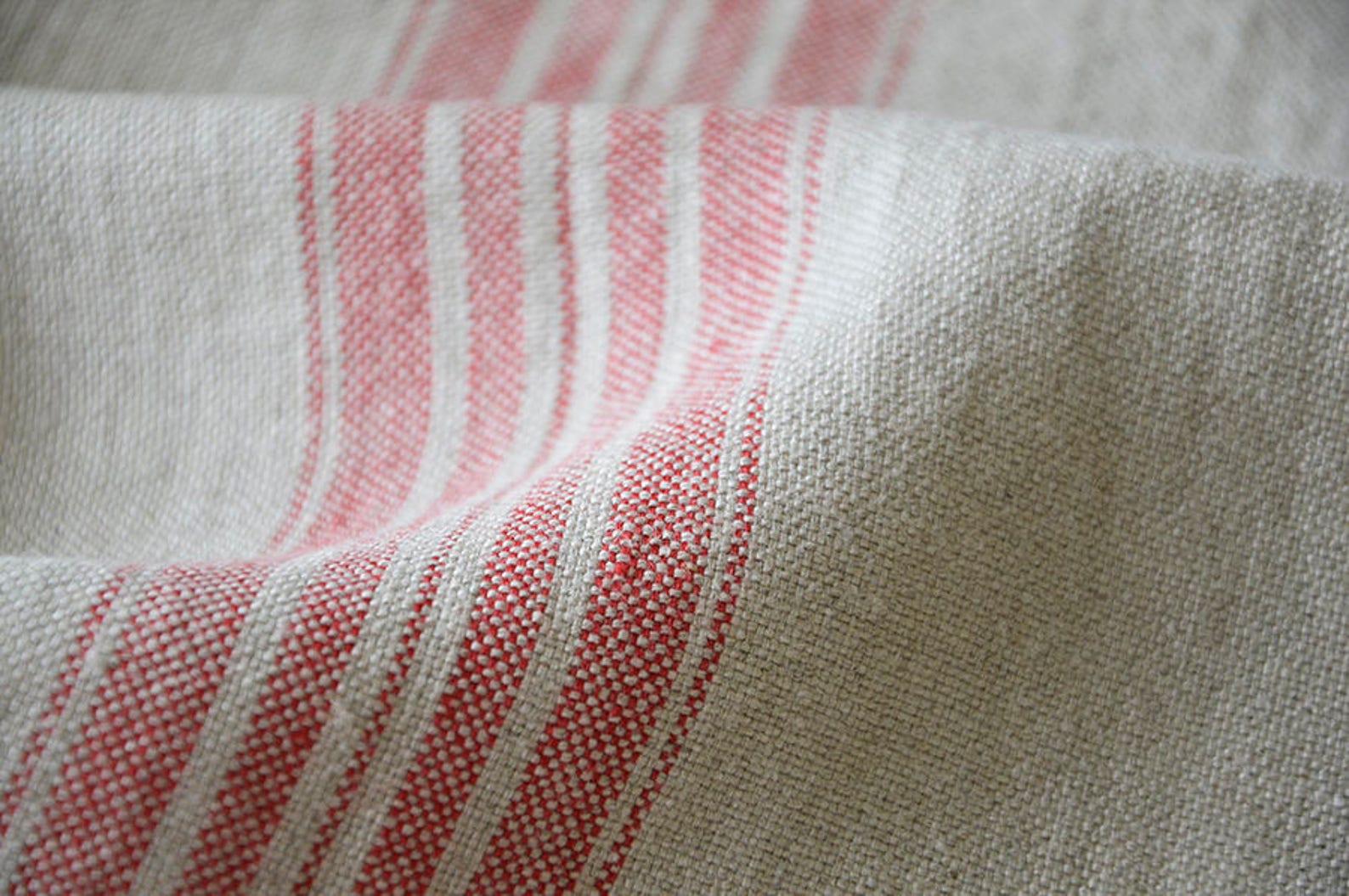 Полосатая льняная ткань по метру натуральное белье полосатое 1 - изображени...