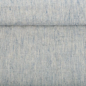 Weiches reines Leinengewebe, naturblau gestreiftes Leinen, Bio-Flachs mit schmalen Streifen, stonewashed Leinen als Rohware, 200g/m²