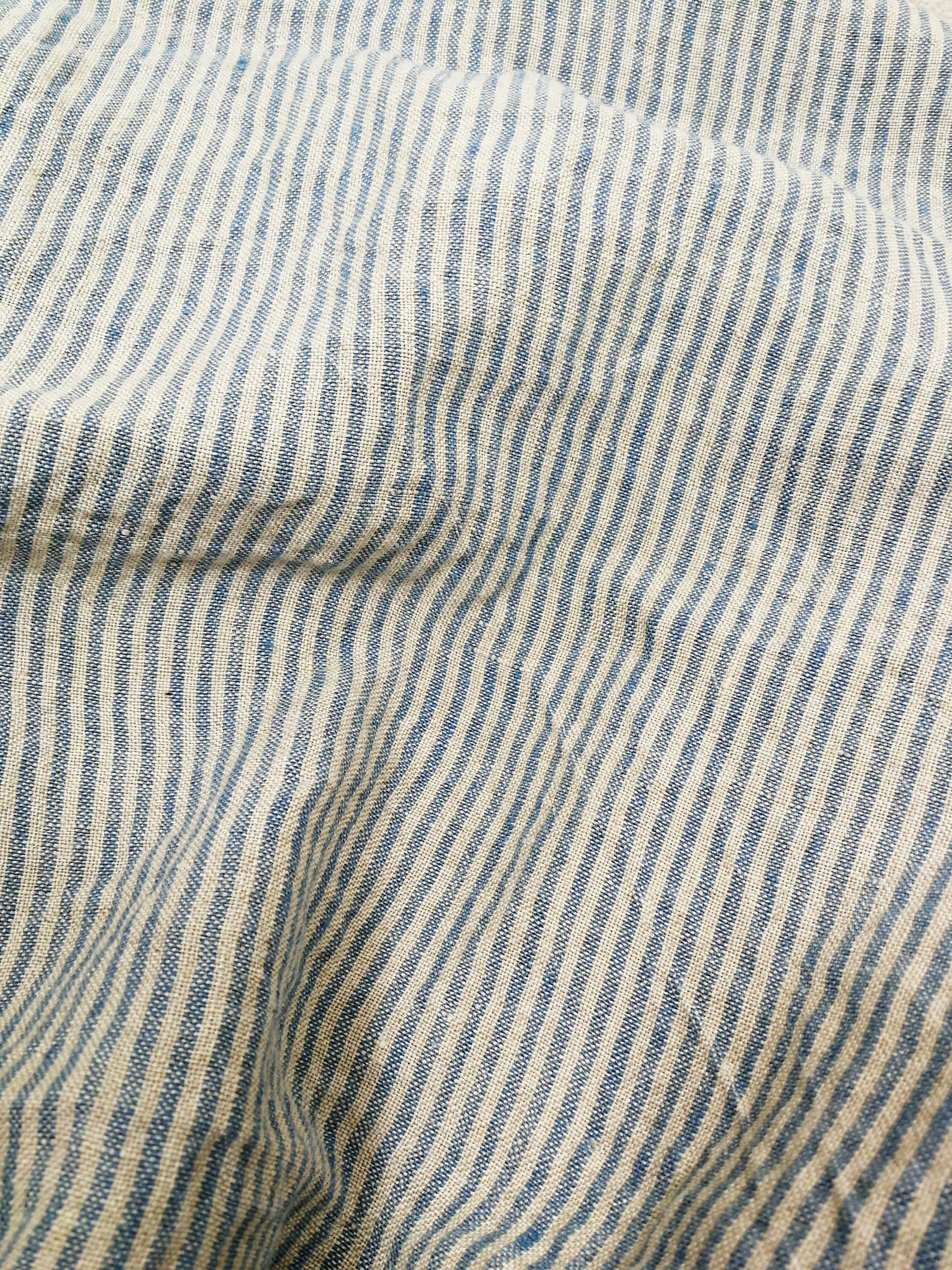 Softened Pure Linen Fabric Natural Blue Striped Linen Fabric - Etsy