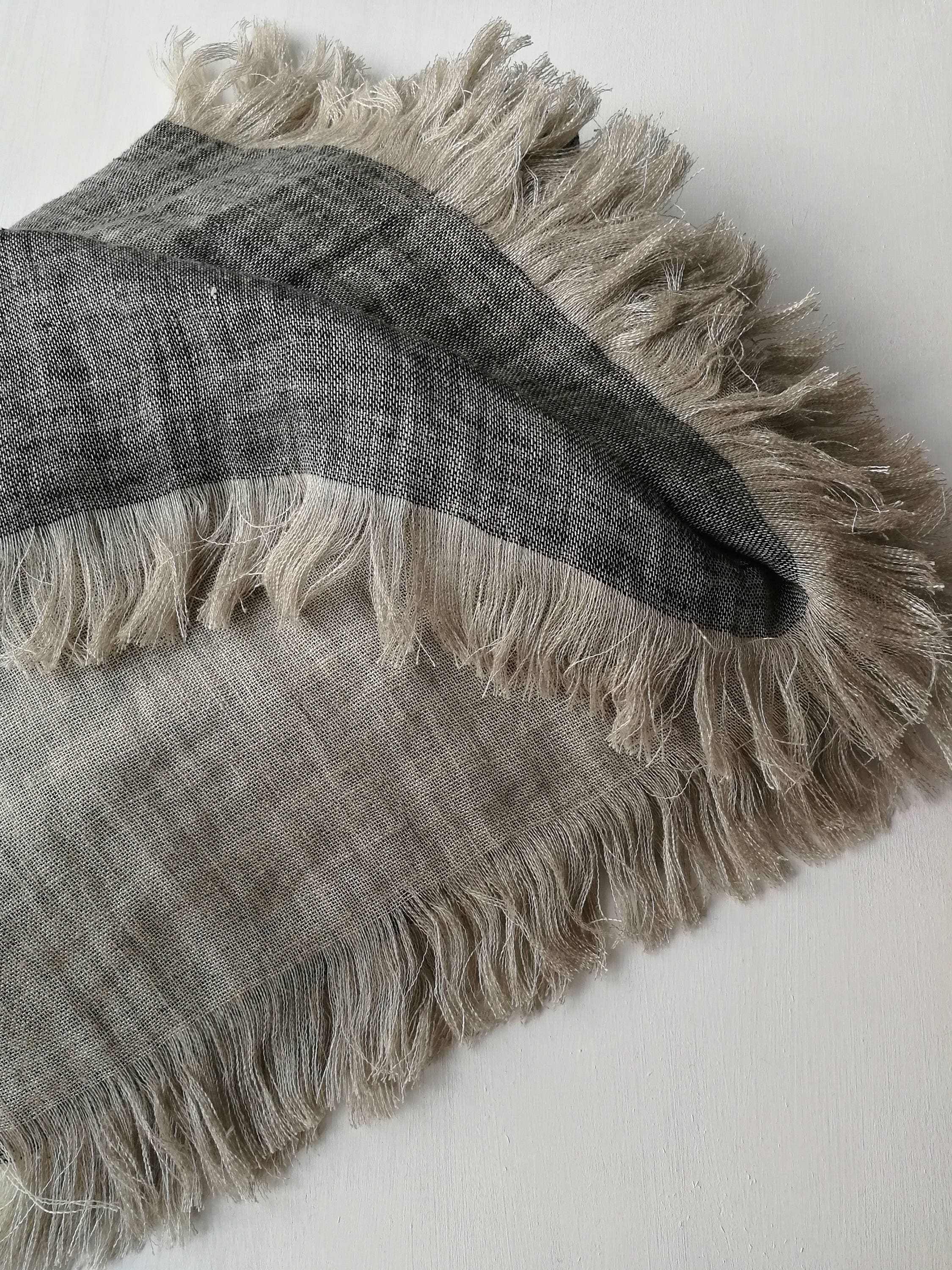Double Sided Linen Blanket Fringed Linen Blanket Linen Etsy