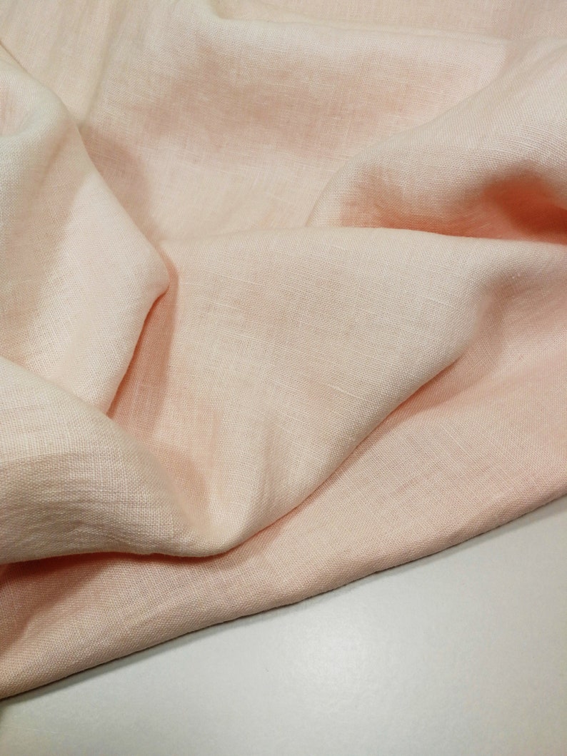 Softened pure linen fabric, pale pink linen, medium weight pre-washed linen, 190 GSM. Linen fabric by the meter, linen fabric by the yard image 1