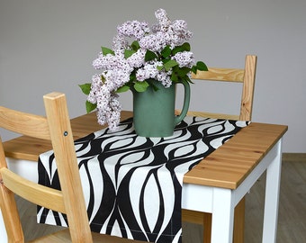 VENTE! Coureur de table en lin, chemin de table en lin de couleur blanche et noire, nappe en lin, nappe rectangulaire, décoration de table en lin