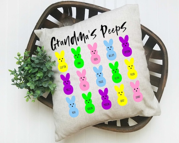 Personalized Grandma Easter Peeps Pillow, Peeps with Names, Easter Decor, Easter Bunny Pillow, Personalized Easter Peeps, Peep Bunnies