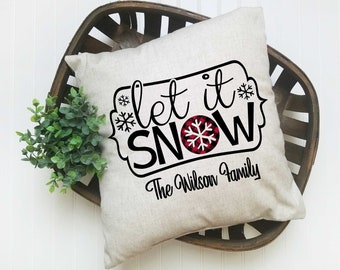 Let It Snow Gift, Personalized Winter Decor, Christmas Decor, Let It Snow Decorative Pillow, Christmas Let it Snow Holiday Gift, Snowflake