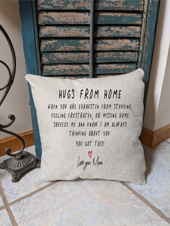 Personalized Hugs From Home Pillow Dorm Hugs From Home Pillow | Dorm Decor