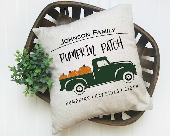 Custom Pumpkin Farm Produce Truck Pillow, Autumn Pillow Cover, Pumpkin Patch Decorative Pillow, Pumpkin Pillow Cover, Fall Pillow Cover