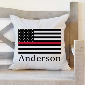 Personalized Thin Red Line Pillow , Firefighter Wife Gift, Fire Wife ...