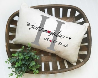 Wedding Date Pillow, Wedding Gift, Established Date Pillow, Gift for Bride, Engagement Gift, Established Date Gift, Newlywed Gift