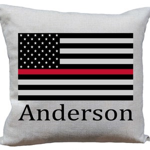 Personalized Thin Red Line Pillow , Firefighter Wife Gift, Fire Wife ...