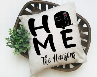 RV Gift, RV Decor, Travel Trailer Decor, RV Pillow, Happy Camper Gift, Camper Pillow, Camping Pillow, Motorhome Gift, Trailer Gift,