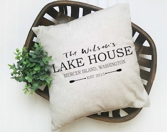 Custom Lake House Decor Pillow, Home On The Lake, Lake House Decor, Rustic Cottage Decor, Family Lake House, Lake Lover Gift, Lake Family