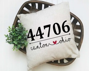 Personalized Zip Code Pillow, Real Estate Closing Gift, Realtor Gift Ideas, House Warming Gift, City State Zip Code, Engagement, Anniversary