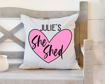 Personalized She Shed Pillow, She Shed Decor, She Shed Gift, Girl Cave Pillow, She Shed Print, Babe Cave Pillow, Craft Room Decor, Mom Gift