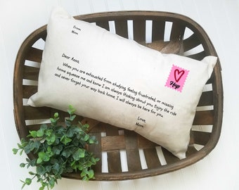 Custom Dorm Decor, Dorm Room Pillow, College Dorm Gift From Mom, College Gift, Hugs From Home Pillow, Gift for Daughter, Going Away Gift