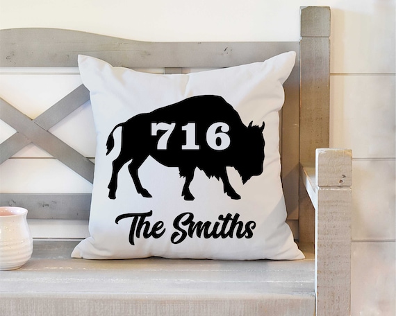 Buffalo NY 716 Pillow, Buffalove Decor, Buffalo Decor, Buffalo New York Gift, City Sign 716, Buffalo Pride, Queen City, Buffalo Bison, Champ