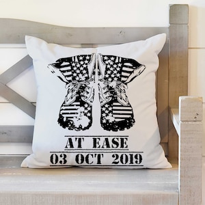 At Ease Military Retirement Pillow, Military Retirement Gift, Army Retirement, Veteran Gift, Military Family Gift, Navy Gift, Air Force Gift