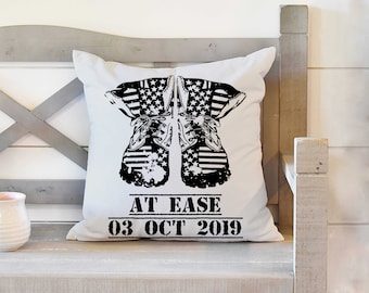 At Ease Military Retirement Pillow, Military Retirement Gift, Army Retirement, Veteran Gift, Military Family Gift, Navy Gift, Air Force Gift
