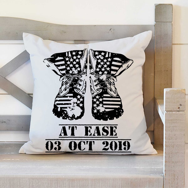 At Ease Military Retirement Pillow, Military Retirement Gift, Army Retirement, Veteran Gift, Military Family Gift, Navy Gift, Air Force Gift