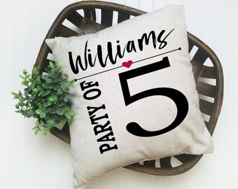 Personalized Party Of Family Pillow, Family Number, Family Party Of, Custom Family Name, Party of 3, 4, 5, 6, Custom Farmhouse, Mothers Gift