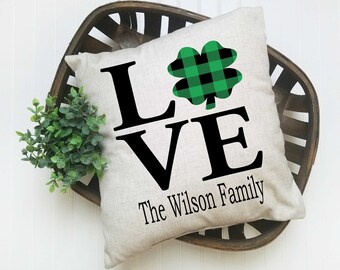 Personalized St. Patrick's Day Decor Pillow, Irish Shamrock Pillow, Irish Home Decor, St Patricks Day Decorations, St Paddys Day Decor Couch