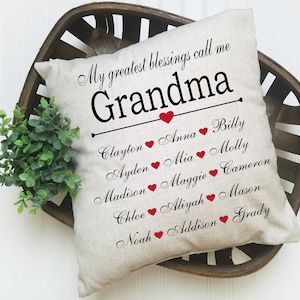 Personalized Mothers Day Pillow , Nana Pillow Gift, Birthday Gift for Grandma, Grandkids Pillow, Gift for Grandma, Grandchildren Name Pillow