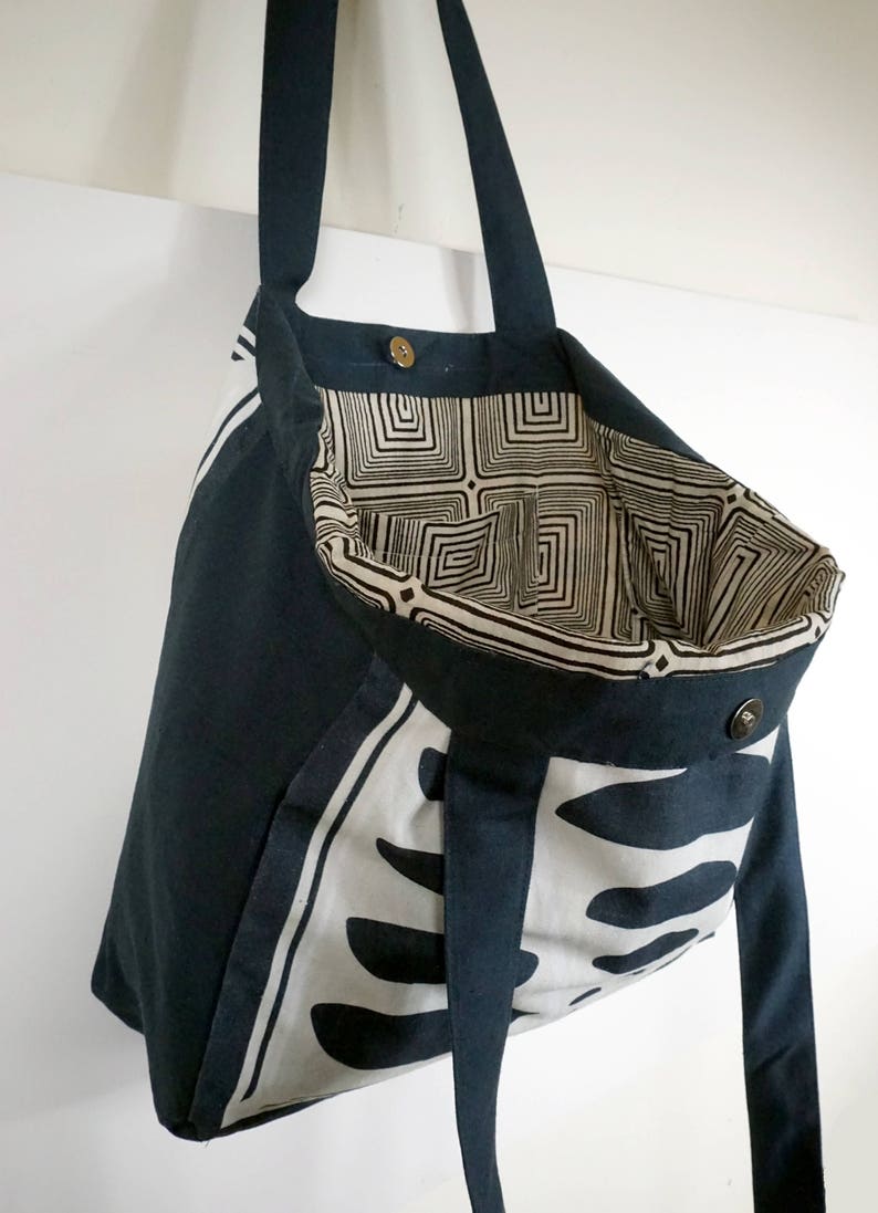 Waxing Moon Canvas Tote Bag Black and White - Etsy