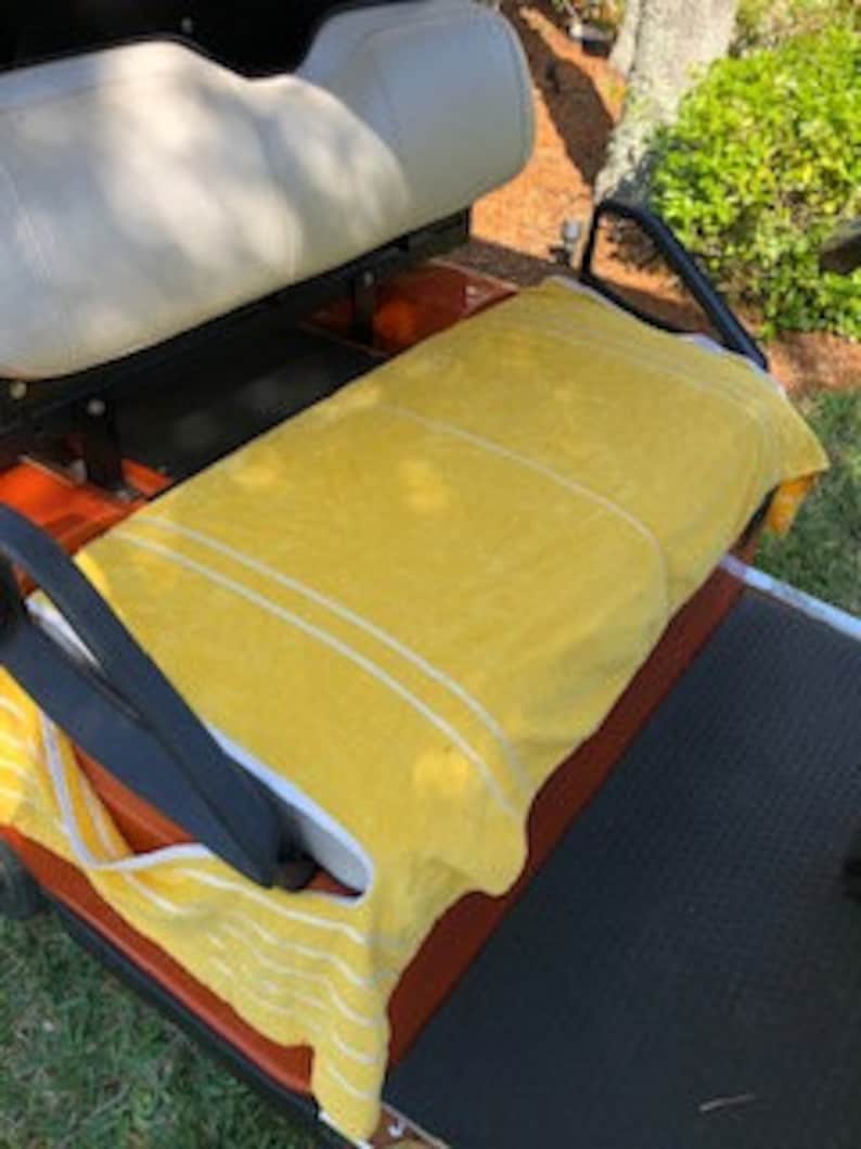 Golf Cart Seat Cover Yellow Terry Cloth With Small White Etsy