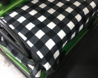 Golf Cart Seat Cover     Black and White check    Fleece Cover